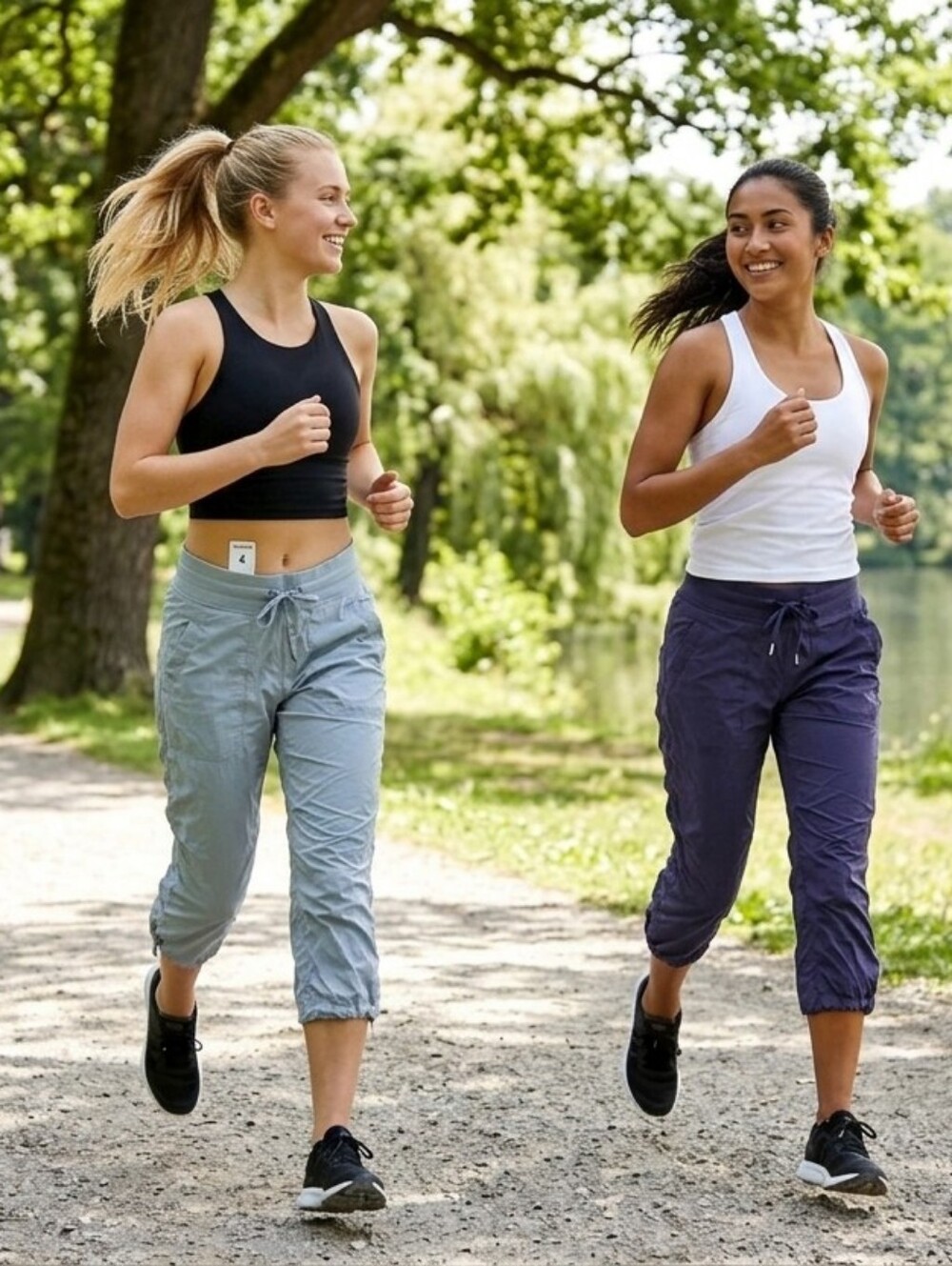 Lululemon Lot Of 2 Dance Studio Mid Rise Cropped Gray Blue Pants Cargo Sz 4